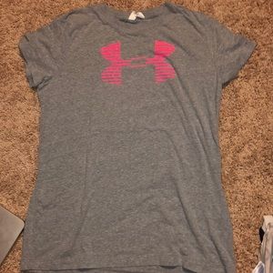 Grey and pink Under Armour shirt